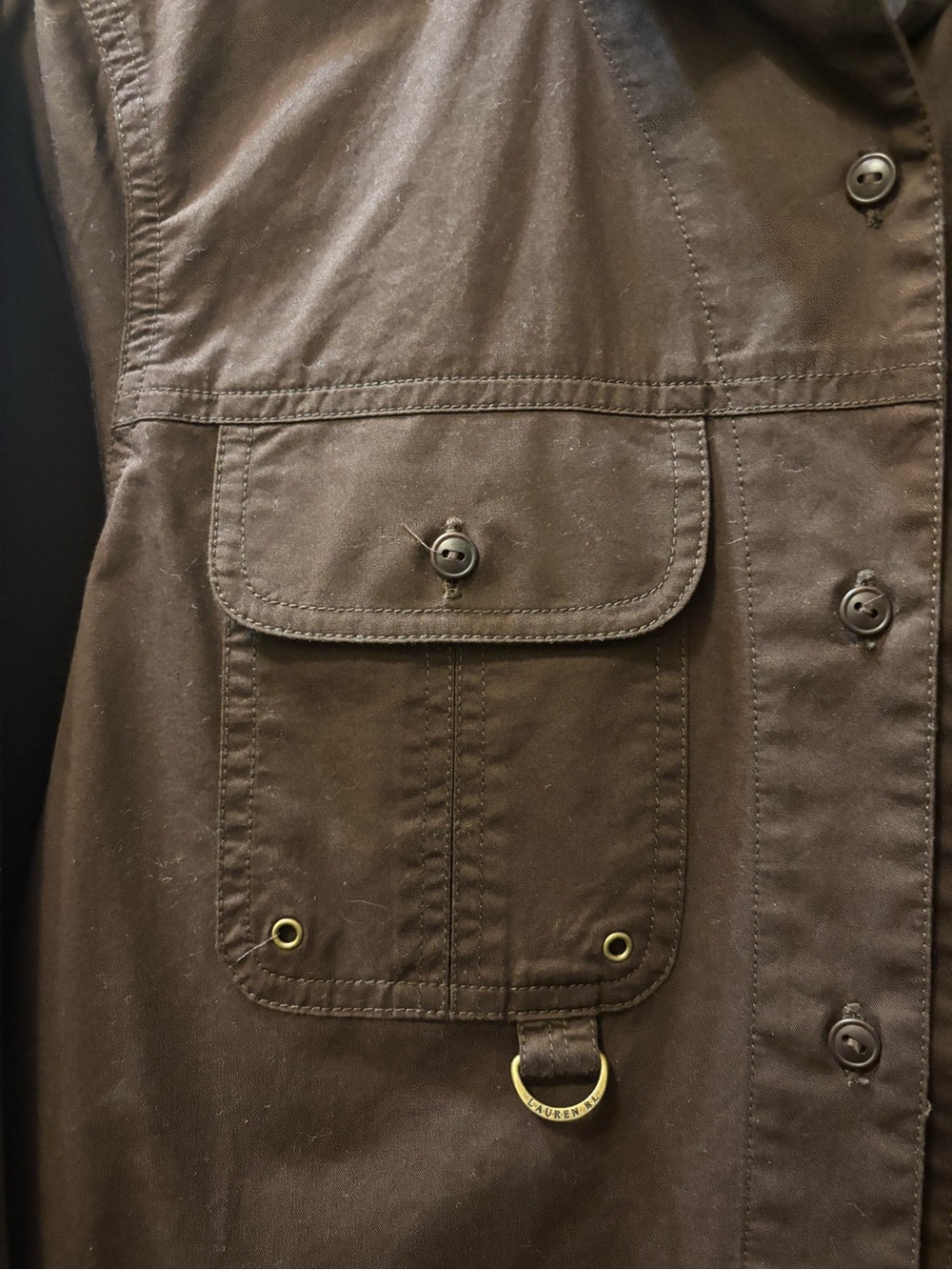 Lauren Ralph Lauren Brown Utility Safari Button Up Shir - Picture 3 of 4